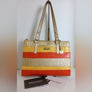 Brahmin Tri-Color Crocodile Embossed Leather Anywhere Tote, Fizz Vineyard